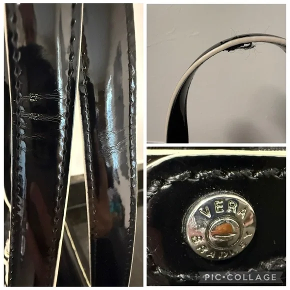 Vera Bradley Mon Cheri Black Quilted Tote Bag Purse Discontinued - Picture 7 of 15